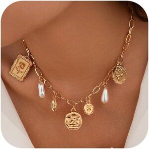 🆕 Women Gold Western Charm Necklace Boho Shell Chic Summer Beach Pearl Jewelry